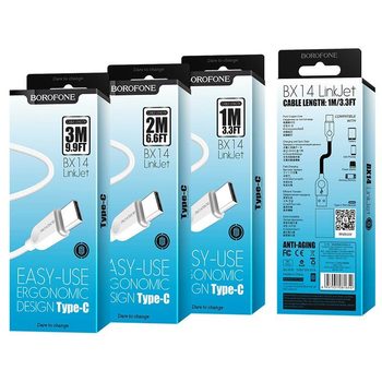 Câble USB vers Type C 1m 3A Borofone ( Blanc )