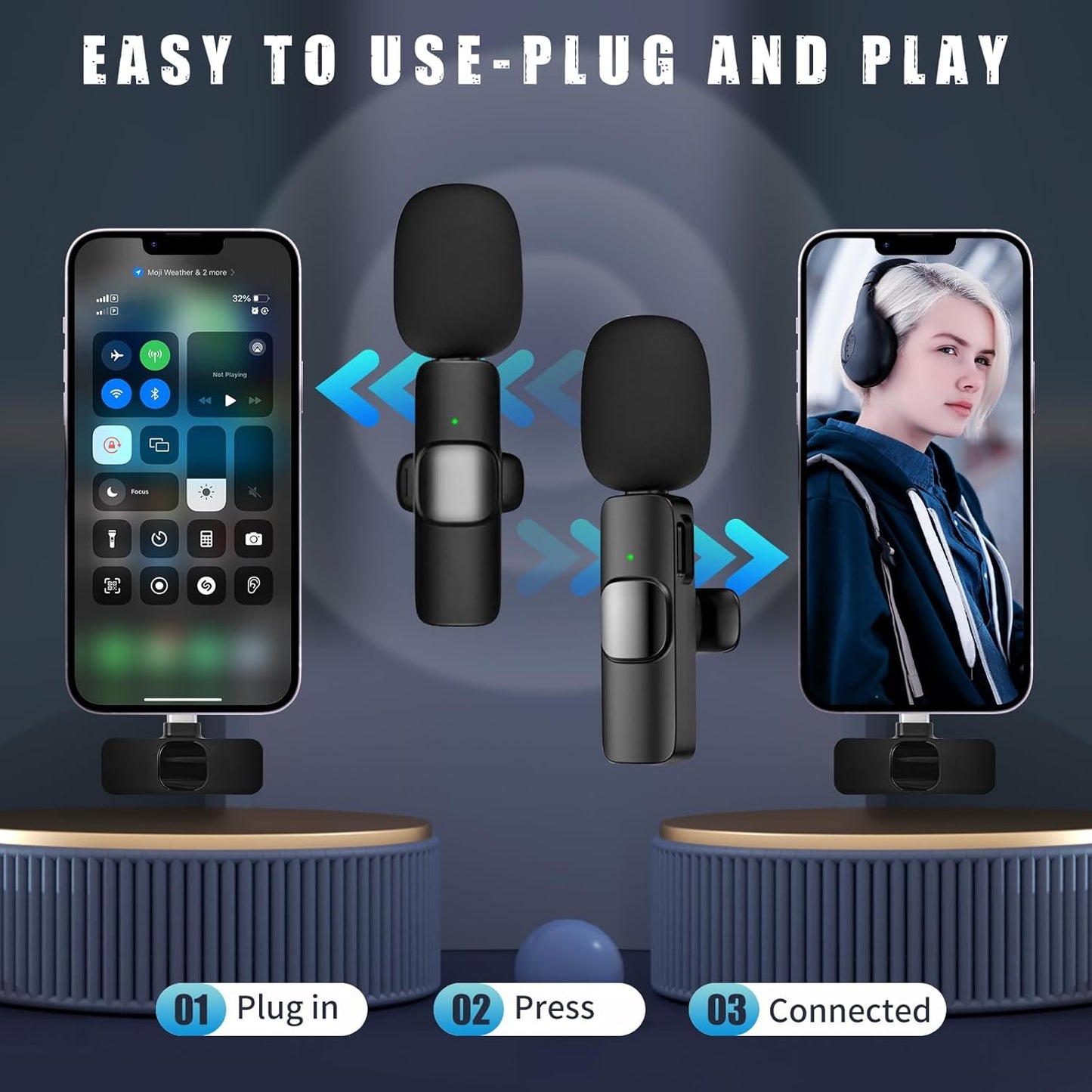 Lot de 2 microphones cravate sans fil