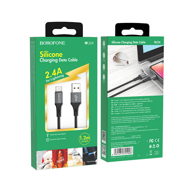 Câble USB vers Lightning 2.4A 1.2m Silicone Borofone